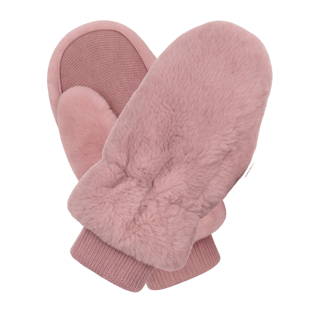 Image Mitaines en fourrure rose pour enfants - Grand (8-10 ans)