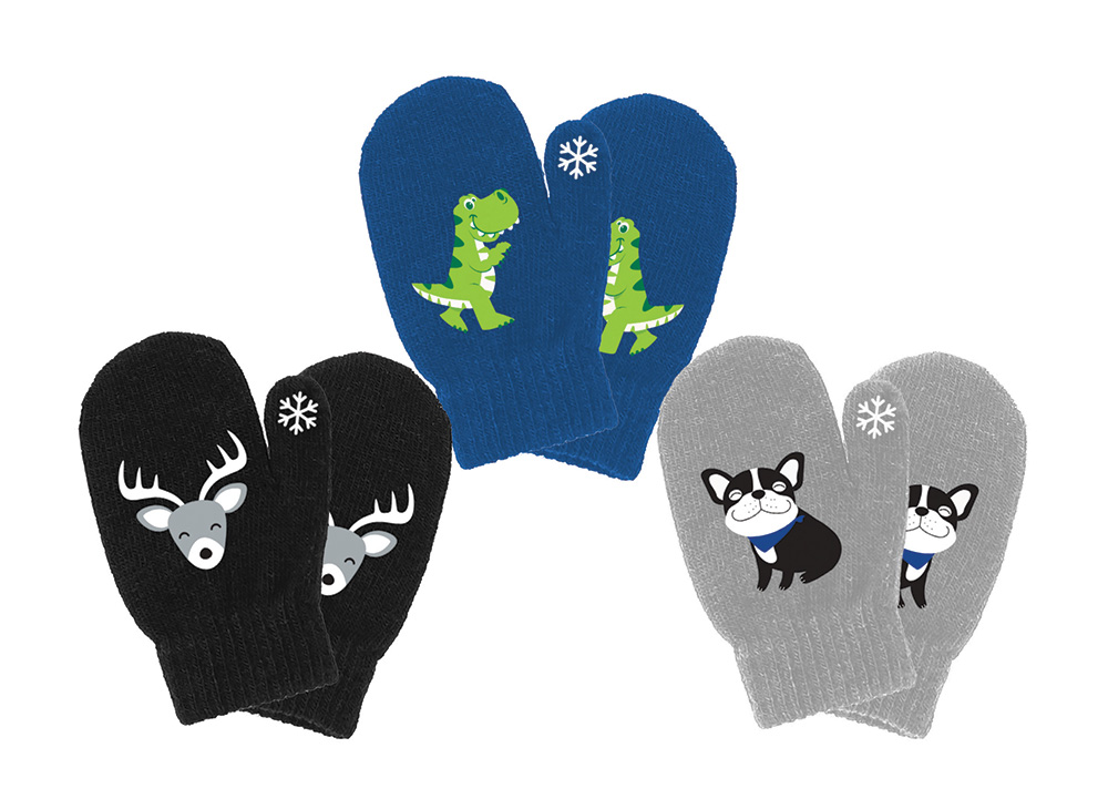 Image Kids Mittens - 3 asst. Designs - Deer, Dinosaur and Dog