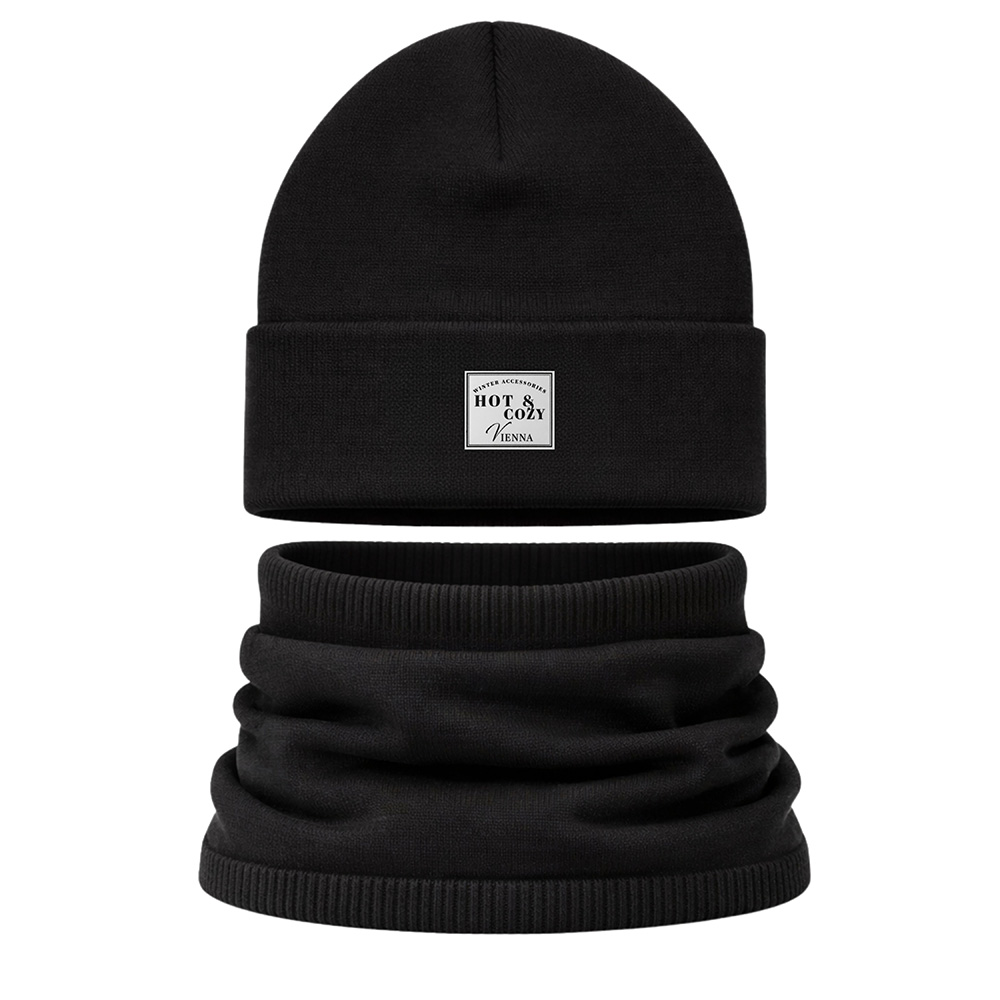Image Ens. Tuque & Cache-cou pour enfants - Hot & Cozy - Noir  (5-10 ans)