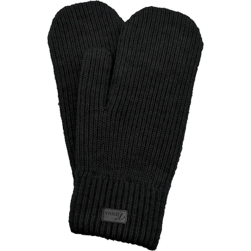 Image Knitted Lined Mittens- Black