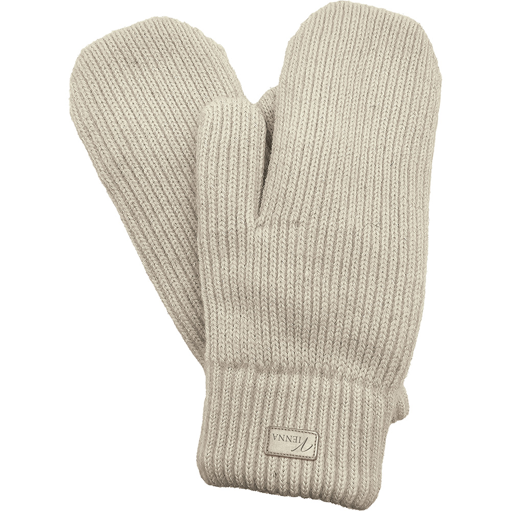 Image Knitted Lined Mittens - Beige
