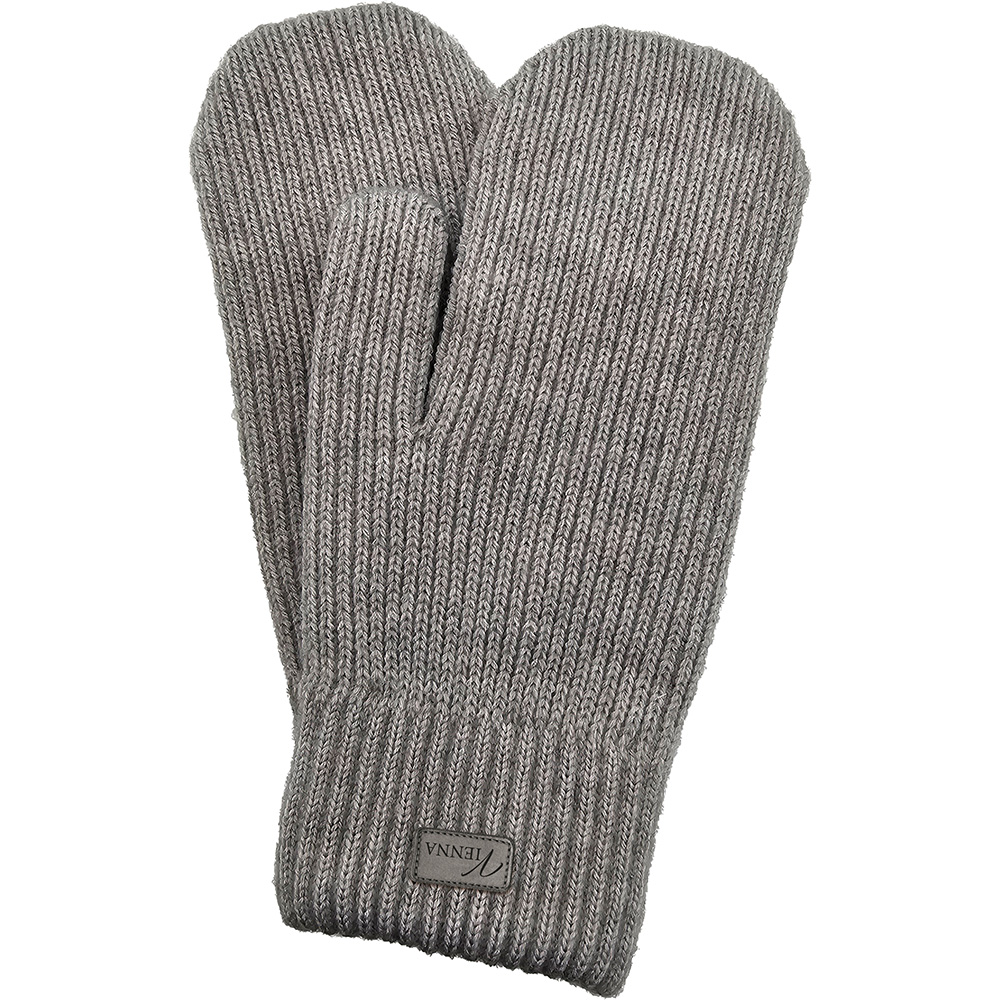 Image Knitted Lined Mittens-Grey