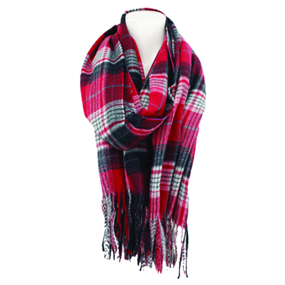 Image Fleece Scarf for WOMEN Chekered Design, Red