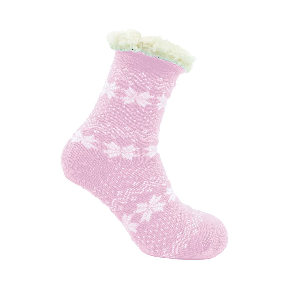 Image Anti-skid Socks in Fleece, Winter Designs - Light Pink