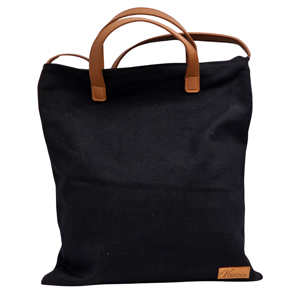 Image Tote Bag with adjustable shoulder strap and zipper - Black