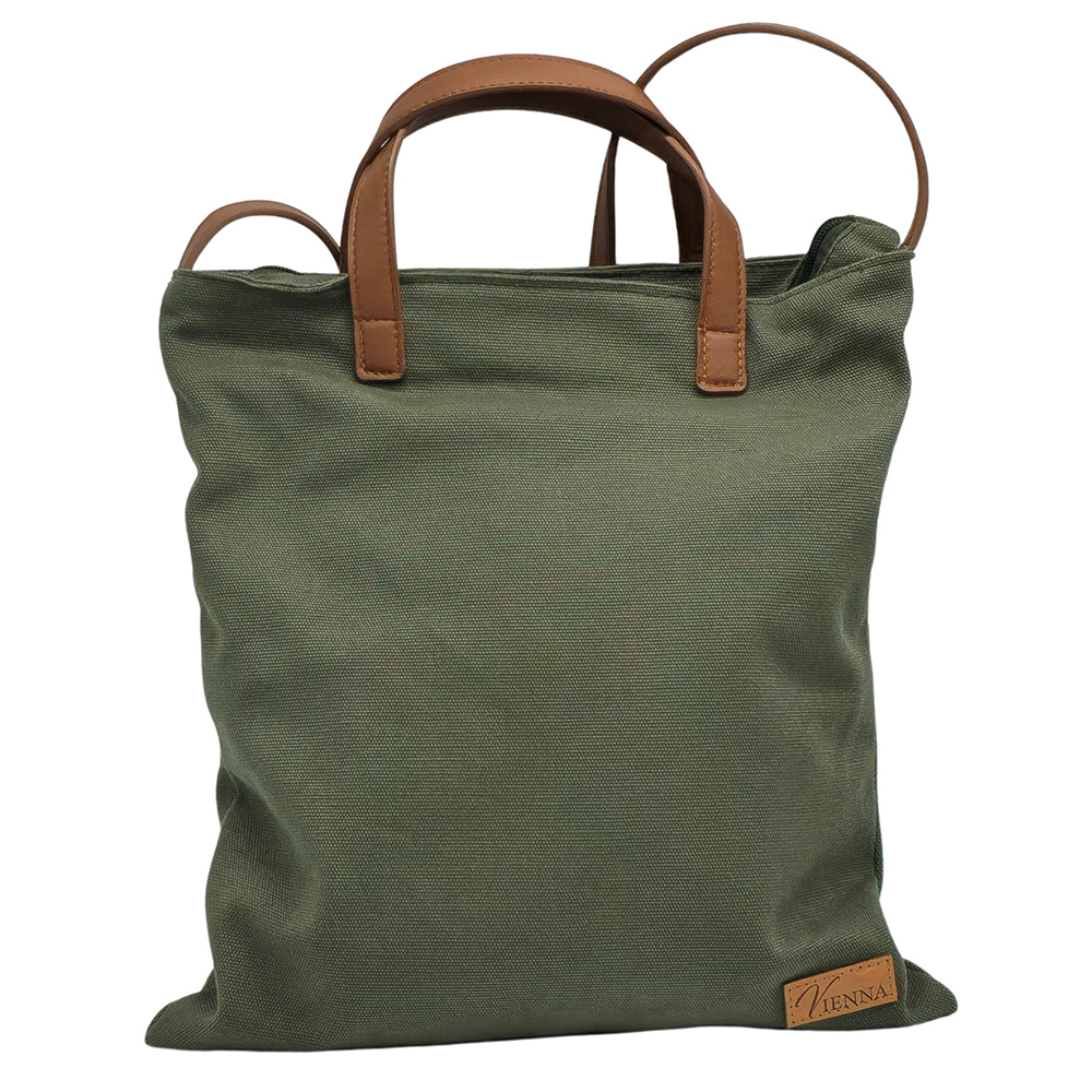 Image Tote Bag with adjustable shoulder strap and zipper - Khaki