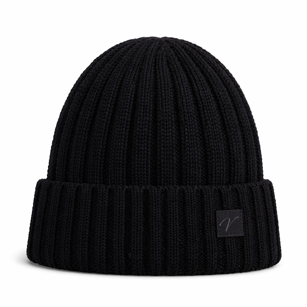 Image Tuque en tricot avec large rebord - Noir