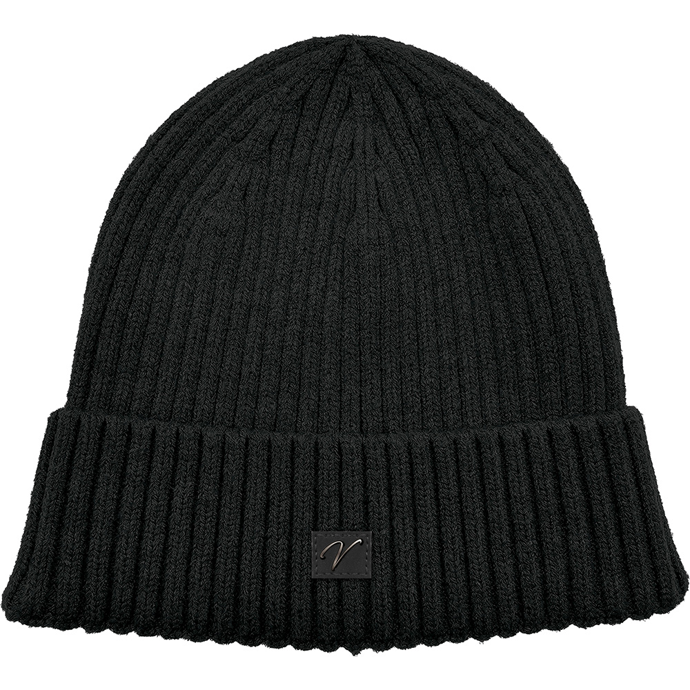 Image Knitted Hat for MEN with Brim - Black