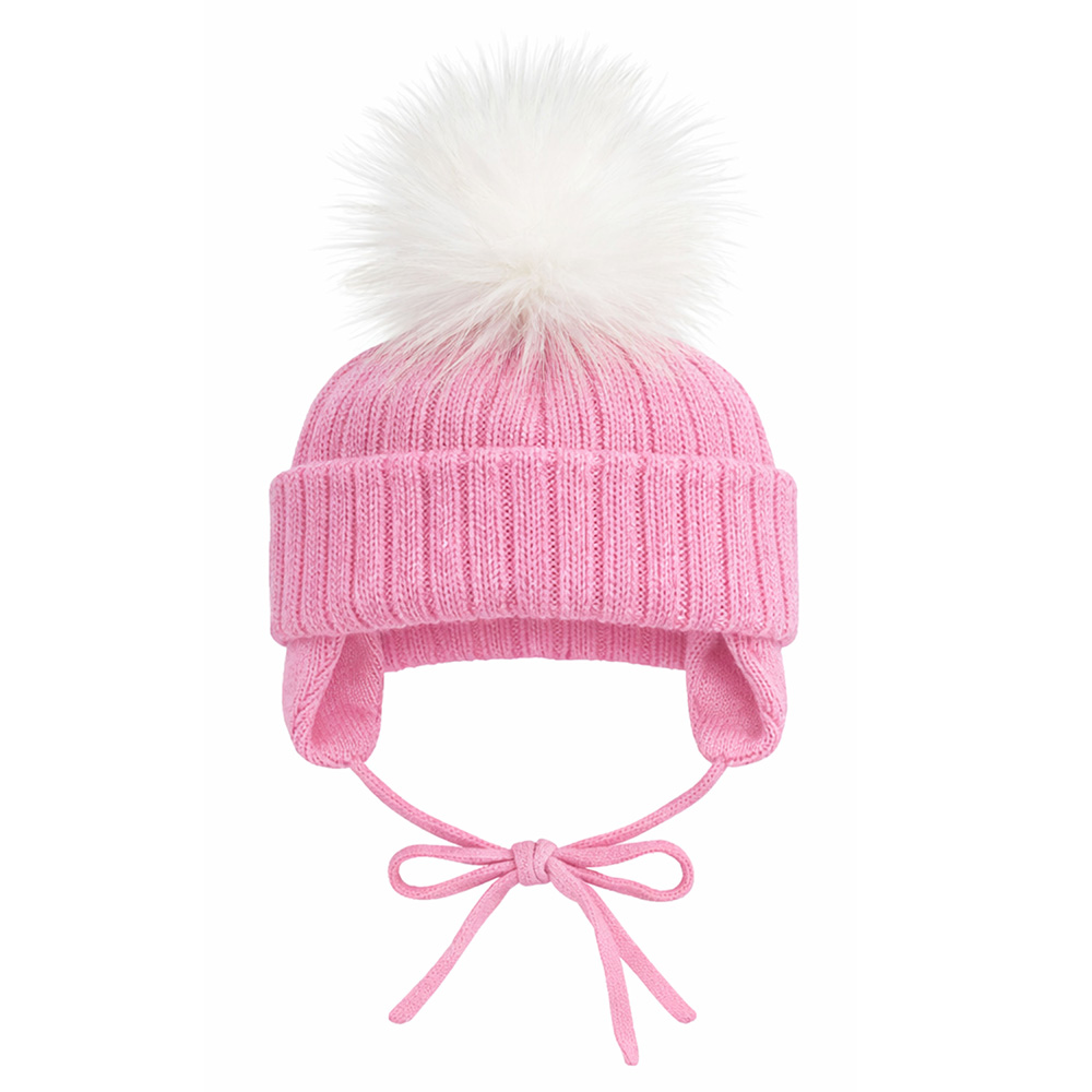 Image Knitted Hat for Baby with Pompom - Ligh Pink