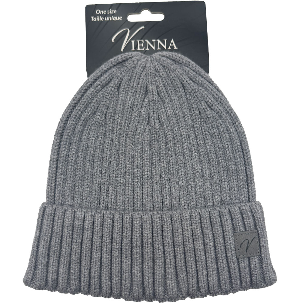Image Knitted Hat for MEN with Brim - Grey