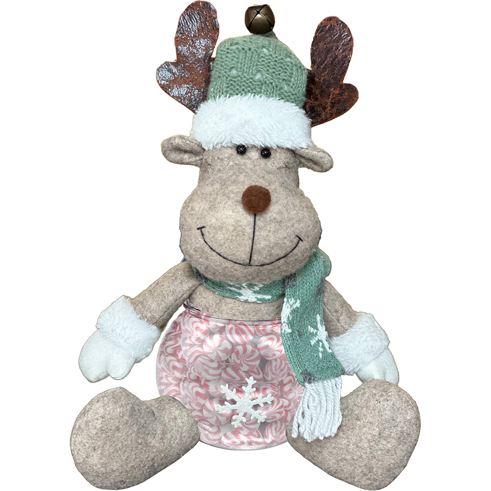 Image Candy Jar Reindeer with Green Hat and Scarf
