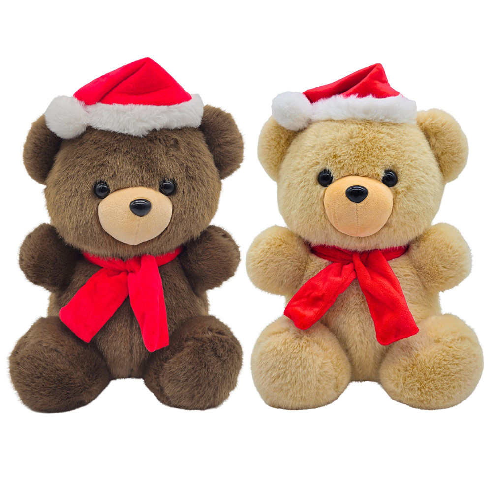 Image Oursons de Noël en peluche - 30 cm - 2 modèles asstortis